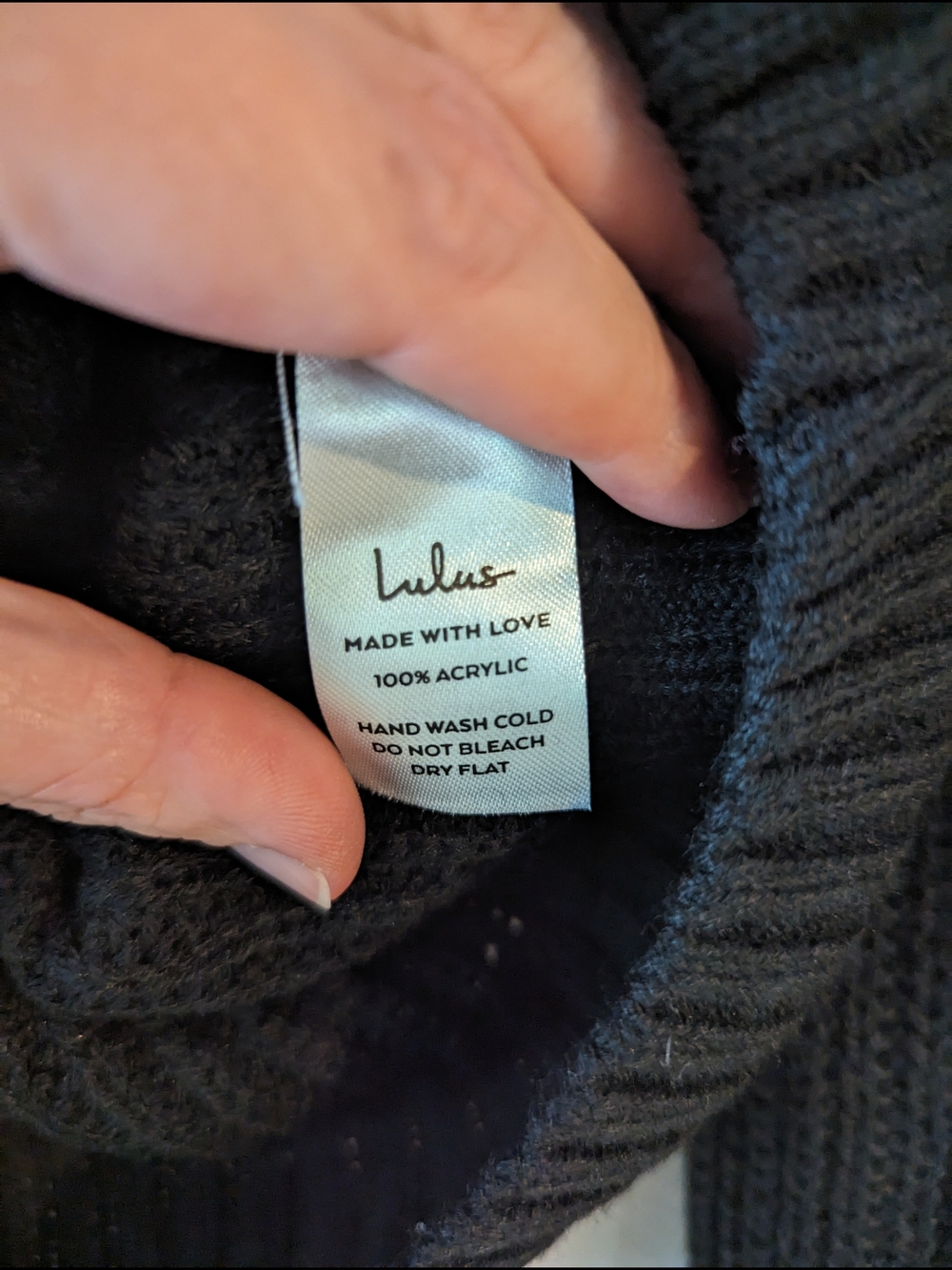 NWT- Lulu's Black Ribbed Crew Neck Sweater - Picture 5 of 6